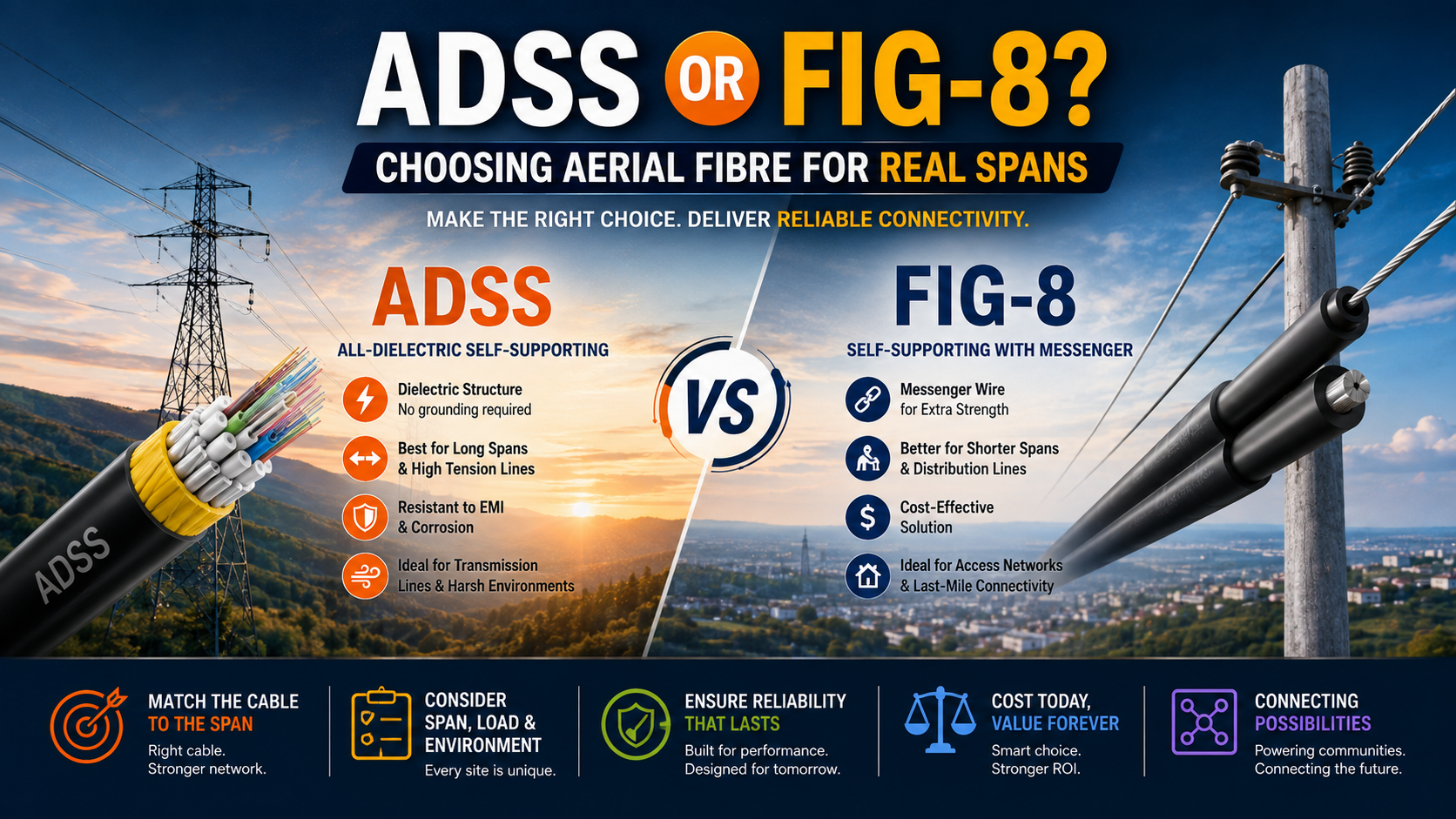 ADSS or Fig 8 Choosing Aerial Fibre for Real Spans