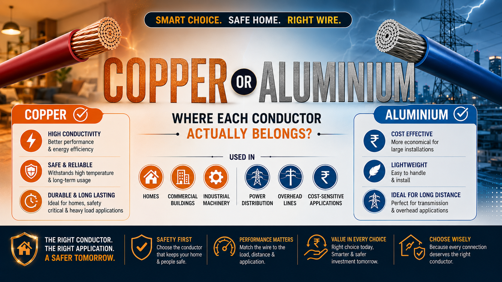 Copper or Aluminium Where Each Conductor Actually Belongs
