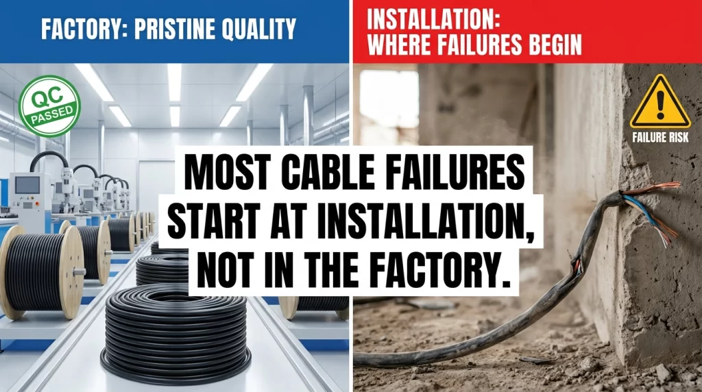 Most cable failures start at installation, not in the factory
